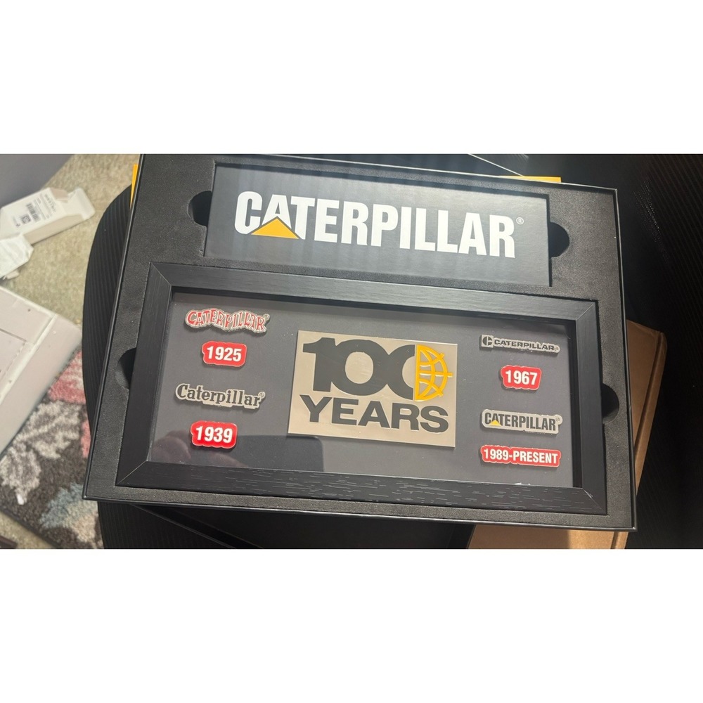 NEW 100 Years Caterpillar Pin Set Framed Box Tractor Cat Gift Retiree